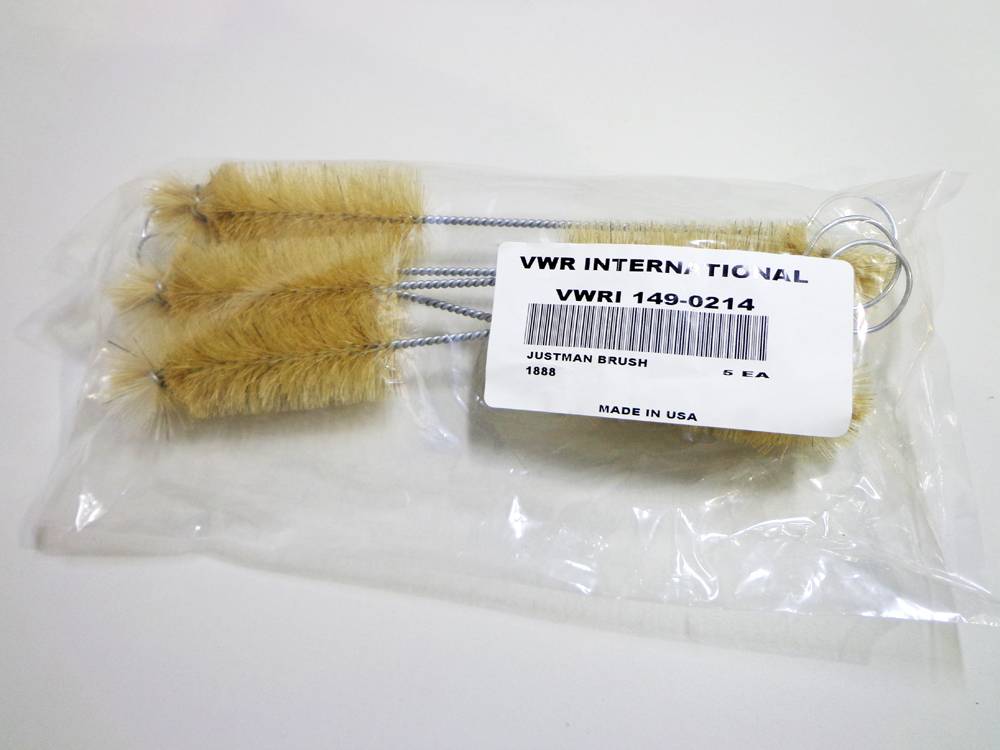VWR 149-0214  Test Tubes Cleaning Brushes with Natural Bristles. Pack of 5 Brushes.
